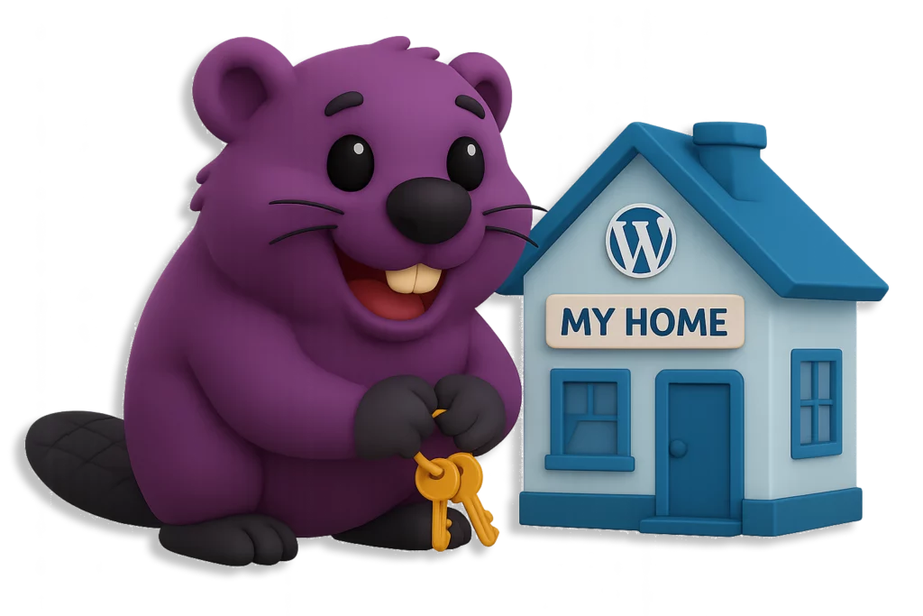 Création d'un site wordpress rapidement représenter par la mascotte castor Weblytics (Pauline Podevin)